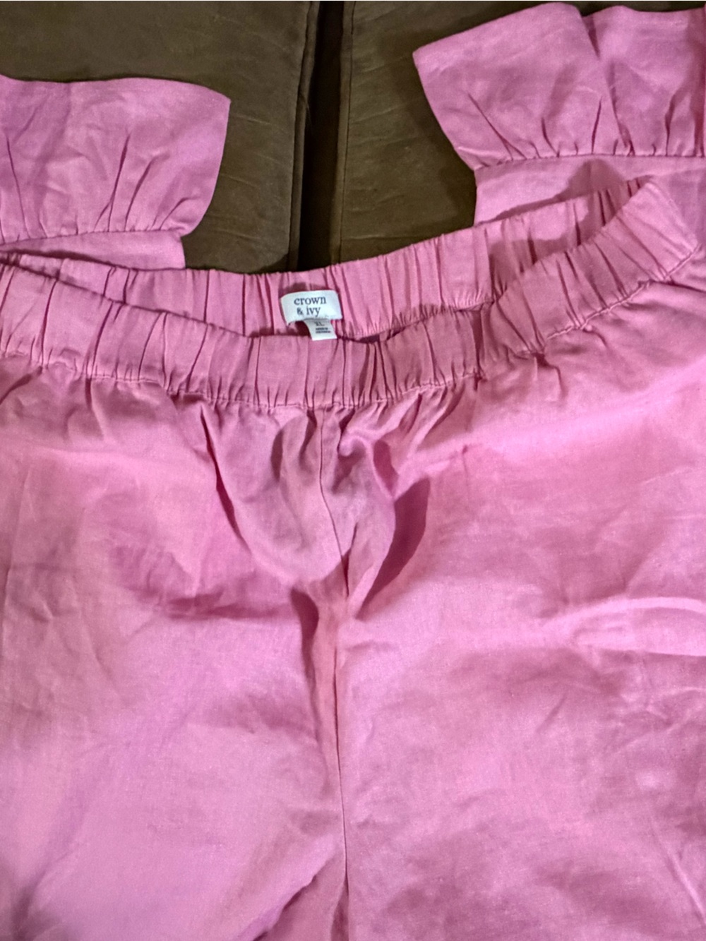 crown & ivy Pink Ruffle Off-Shoulder Girls Dress